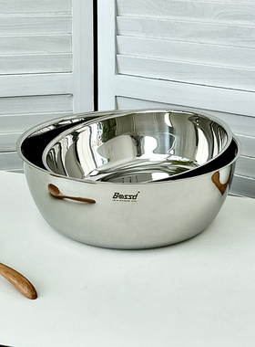 18/10不锈钢24/28cm和面盆加厚洗菜盆备菜备料多用镜面刻度盆汤盆