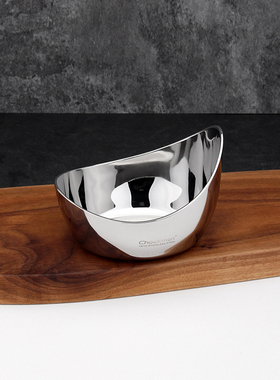 chockmen卓德铭18/10不锈钢欧式元宝水果碟果盘点心碟多用甜品碗