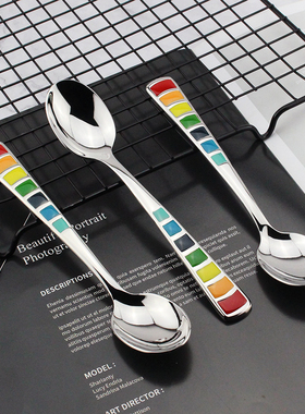 德式18/10不锈钢勺子成人儿童吃饭勺可爱彩虹西餐勺创意学生调羹