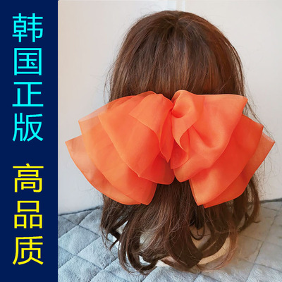 超仙柔纱超大蝴蝶结发夹弹簧夹