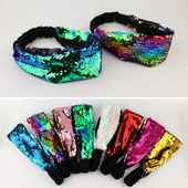 双面翻转亮片时尚 洋气潮人街头发带跳舞街舞嘻哈儿童成人松紧发带