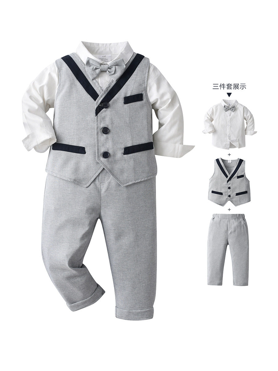 2023新款儿童春秋装马甲礼服宝宝英伦绅士男童钢琴演奏走秀服装