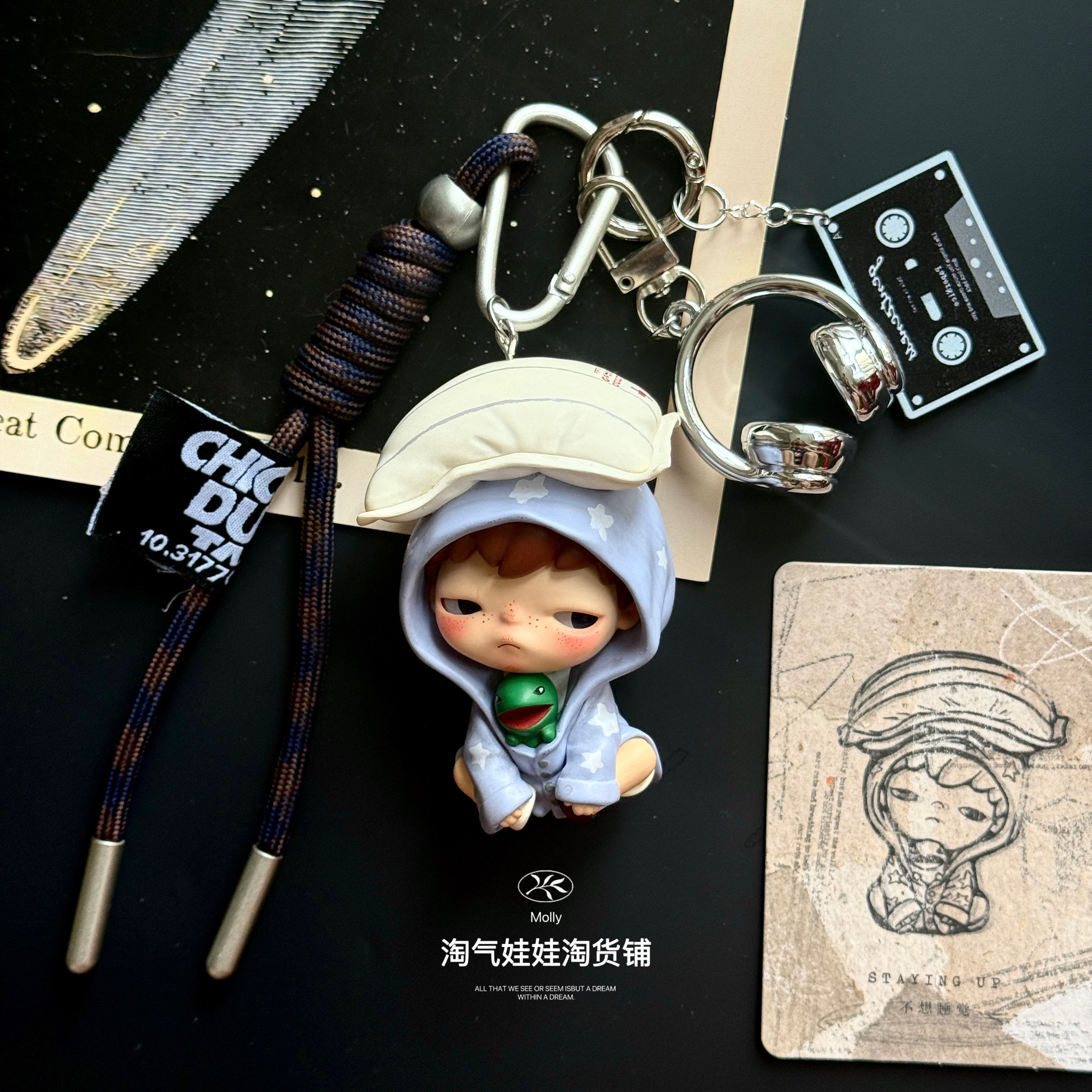 新款小野回声高档创意情侣汽车钥匙扣男潮牌包包挂件背包挂饰挂件
