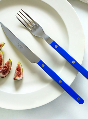 法国正品Sabre paris不锈钢牛排餐具刀叉勺套装西餐法式高级蓝色