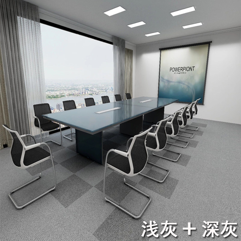 大于条纹耐磨黑灰色方块地毯图片