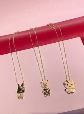 钢合金十字链女生卡通小动物项链