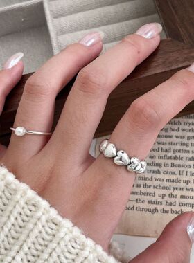 s925纯银小众设计感爱心戒指女