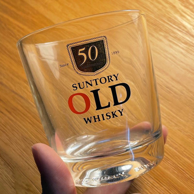 日本SUNTORY OLD三得利WHISKEY玻璃杯50周年厚底威士忌酒杯香槟杯