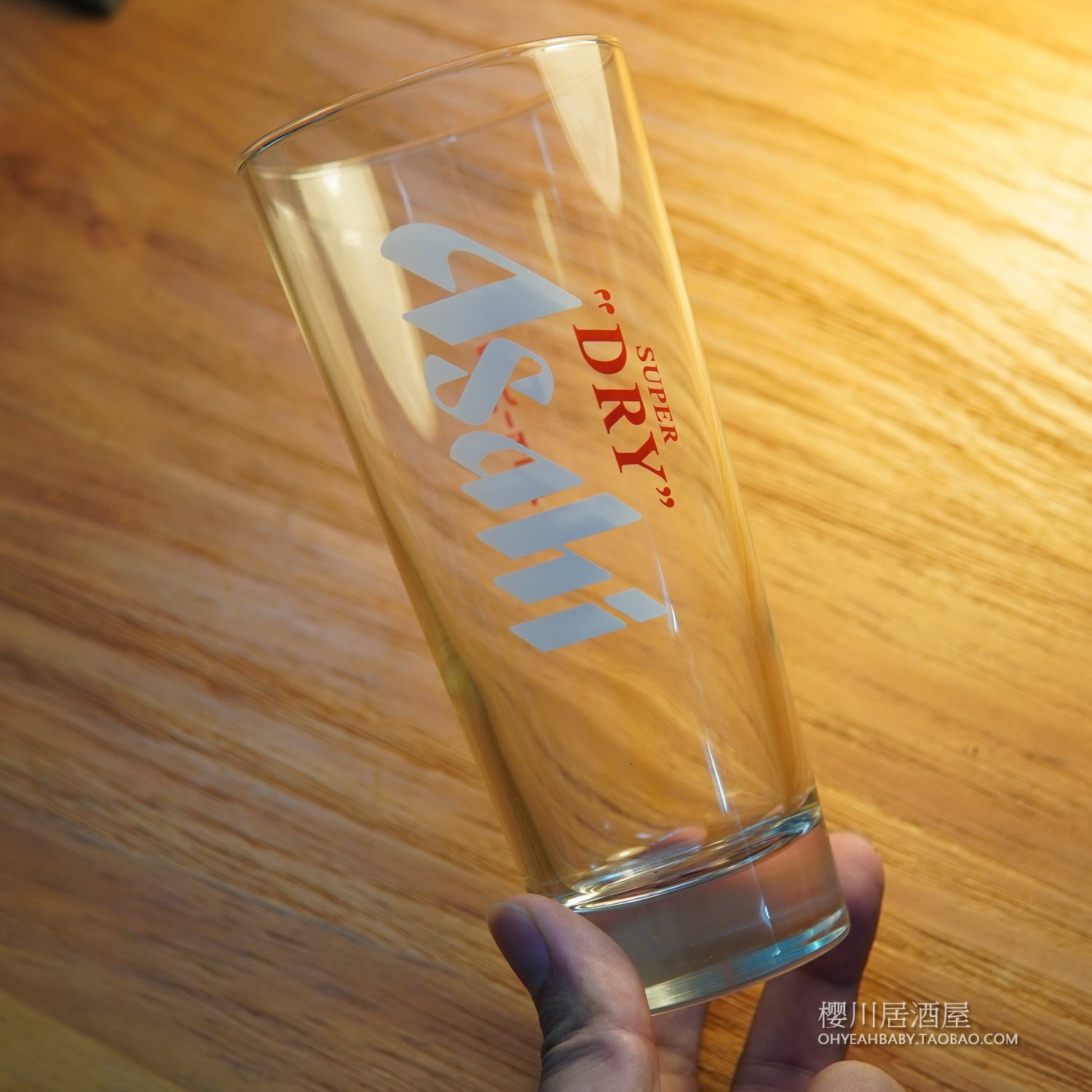 日本Asahi朝日SUPER DRY辛口啤酒杯 直饮玻璃杯扎啤杯子厚底耐热图片