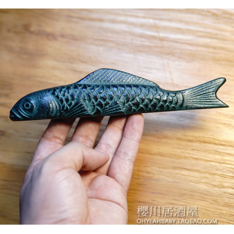 日本鲤鱼造型南部铁器镇纸文房四宝