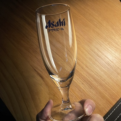 日本进口朝日Asahi BEER扎啤杯日式玻璃杯 酒吧高脚杯啤酒杯水杯