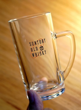 日本SUNTORY OLD三得利WHISKEY玻璃杯厚底威士忌酒杯洋酒杯带把手