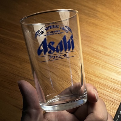 日本啤酒厂限定 ASAHI BEER朝日啤酒玻璃杯原装进口酒杯水杯180ml