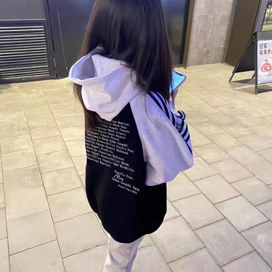 慵懒风撞色宽松卫衣高街秋冬季