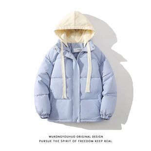 美式潮牌假两件棉服中大童秋冬季新款学生加厚面包服外套oversize