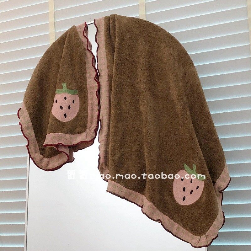 创意点点花边浴巾毛巾刺绣水果高颜值加厚洗澡裹巾吸水速干不掉毛