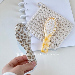 ins风复古豹纹气囊梳mini小梳子随身便携气垫梳女家用按摩梳小号