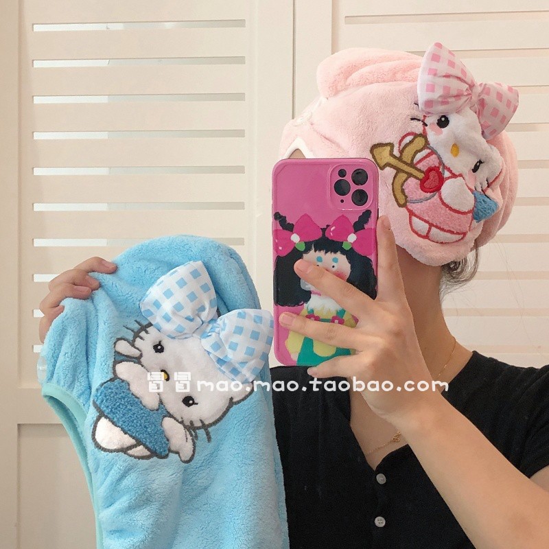 可爱卡通刺绣干发帽女加厚吸水