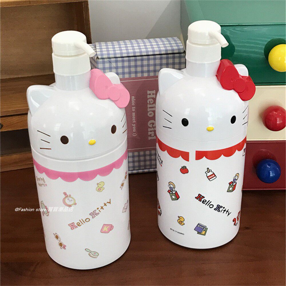 可爱凯蒂猫塑料大容量分装瓶沐浴露洗发水空瓶子按压式乳液瓶新款