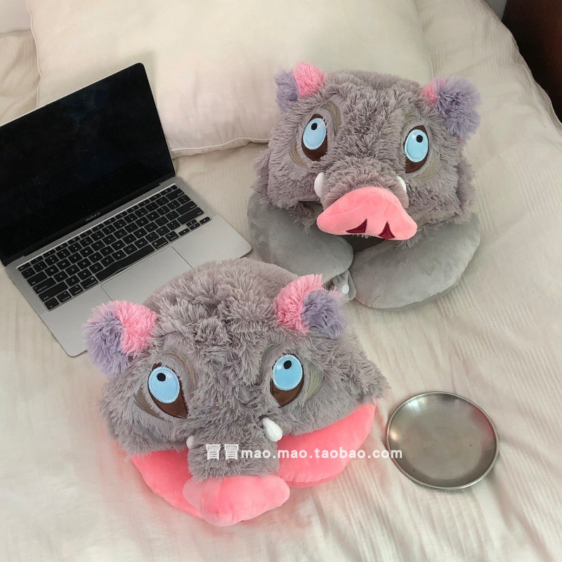 卡通鬼灭之刃伊之助猪猪U型枕头