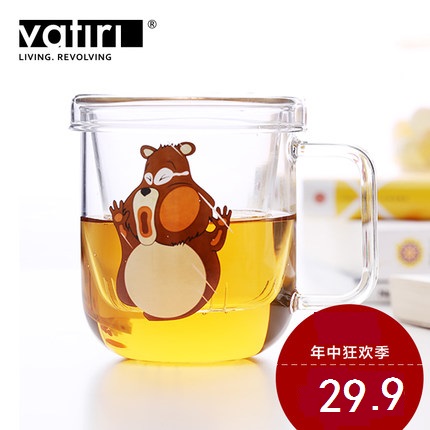 VatiriÀÖâùÌ«¼±ÐÜÈý¼þ±290ml²£Á§±¹ýÂËË®±´ø¸Ç¼ÒÓð칫ÊÒ²è±