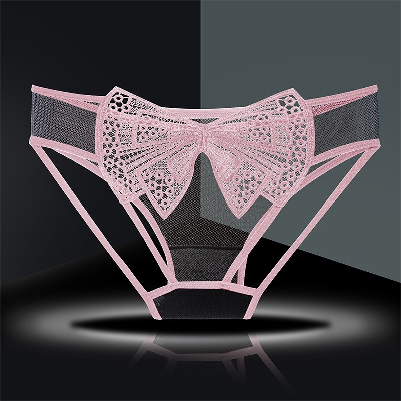 性感内裤女火辣诱惑透视低腰刺绣镂空开档款新品女士法式蕾丝内裤
