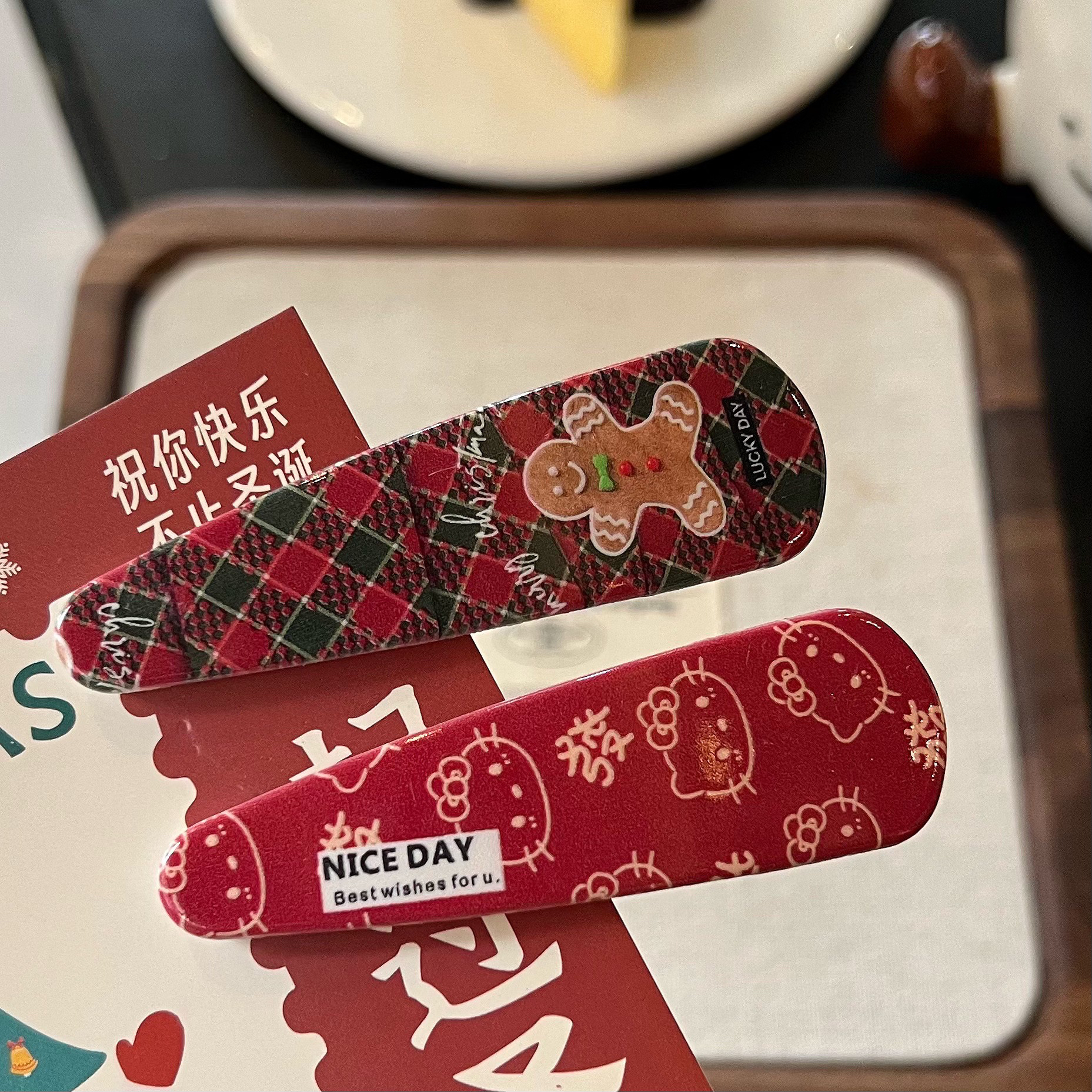 满38元包邮可爱喜庆红色圣诞姜饼人bb夹kt少女掰掰夹碎发刘海夹