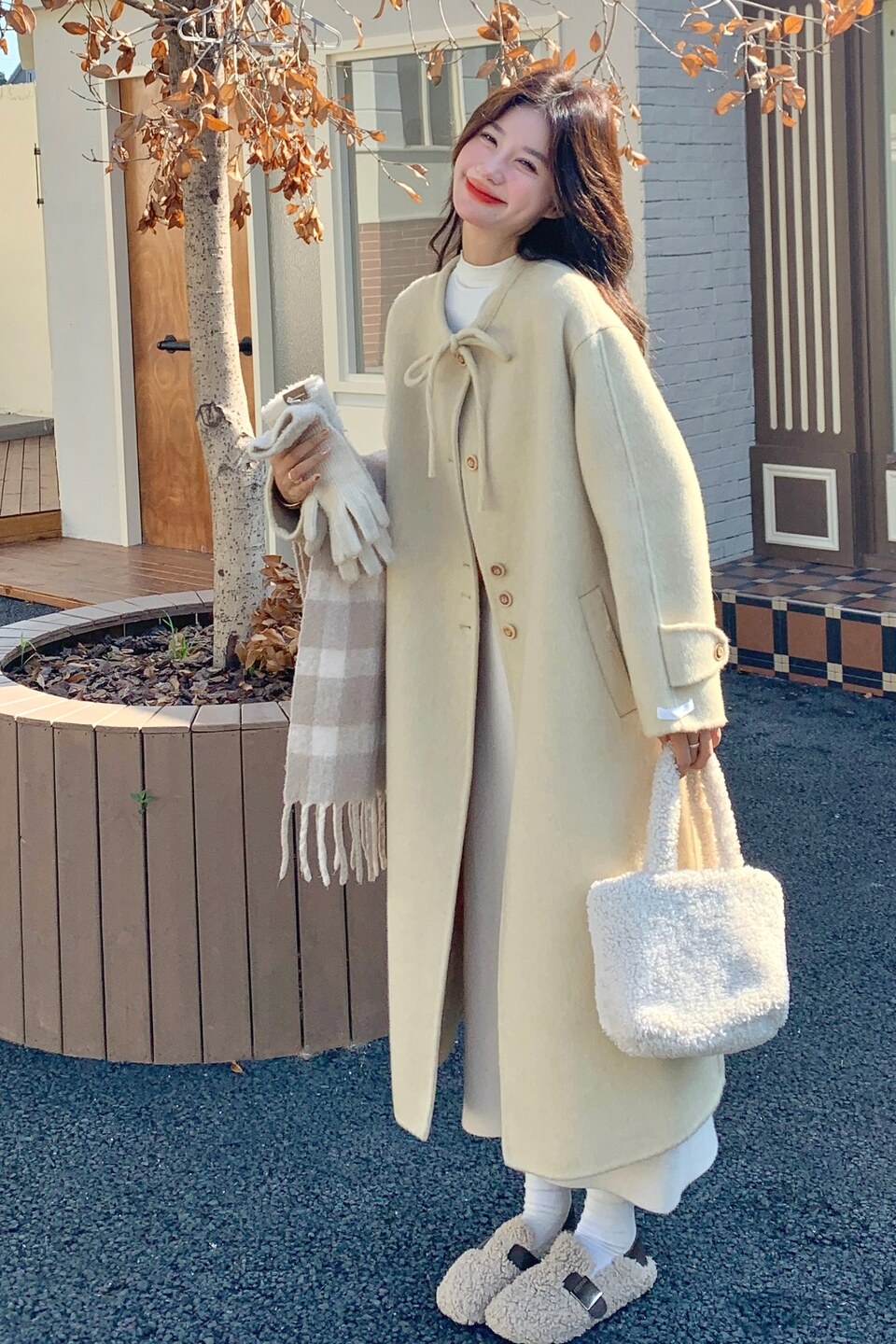 系带软糯双面羊绒大衣双面呢外套w409P295K385,女装毛呢外套,2C298