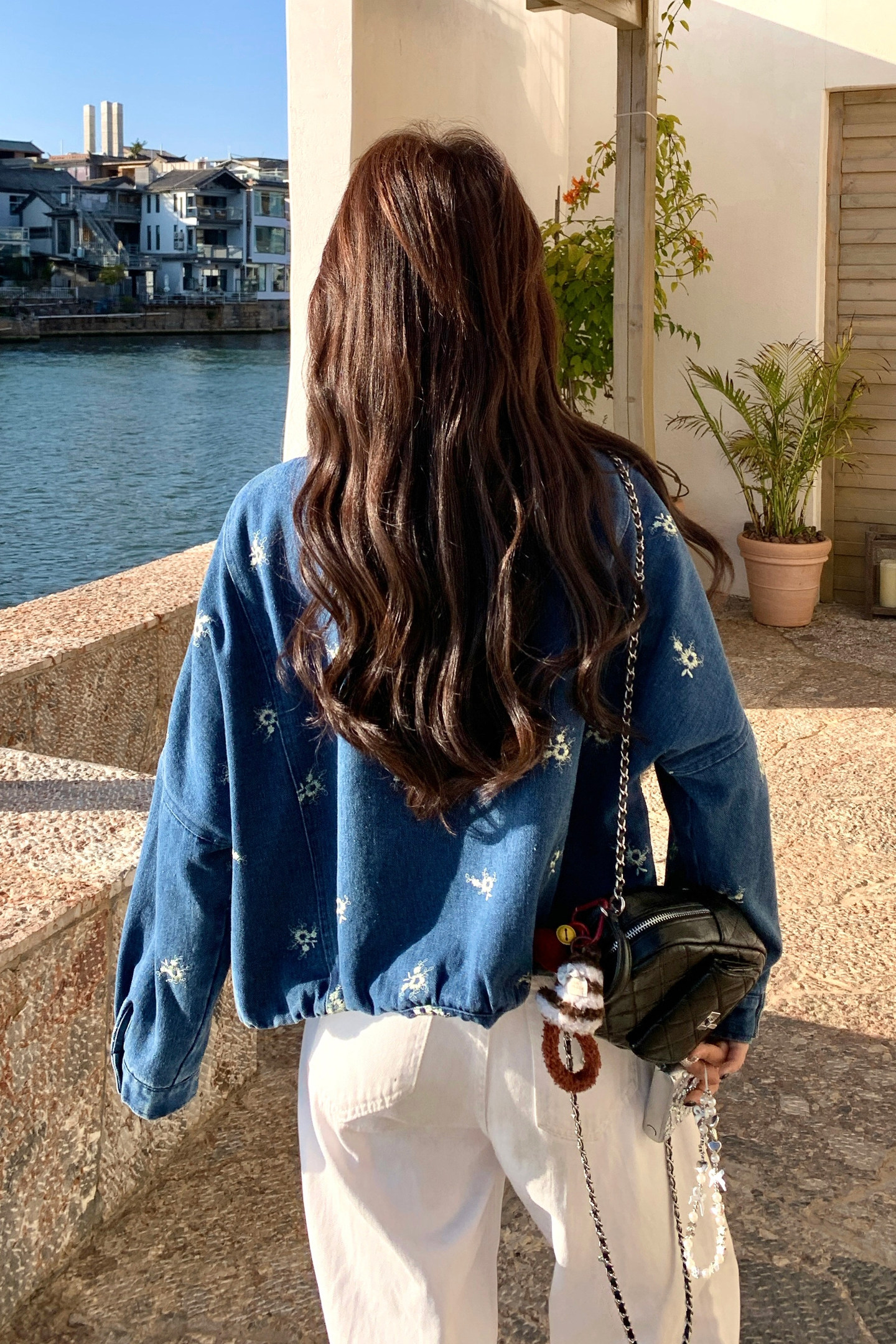 现货！自制花朵刺绣牛仔外套w429p195k318,女装短外套,2C298