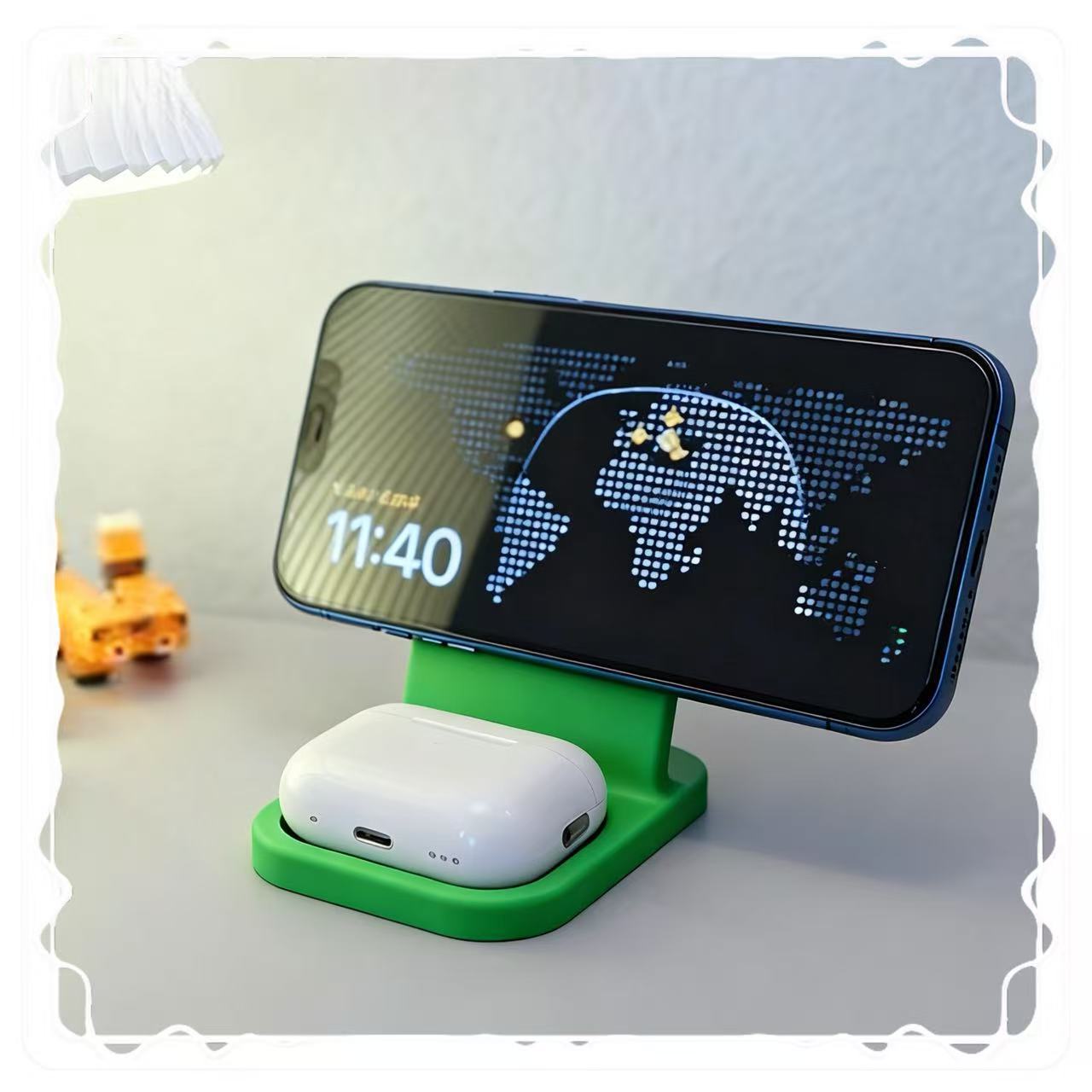 3D打印手机支架带AirPods Pro收纳托盘的iPhone Magsafe充电支架