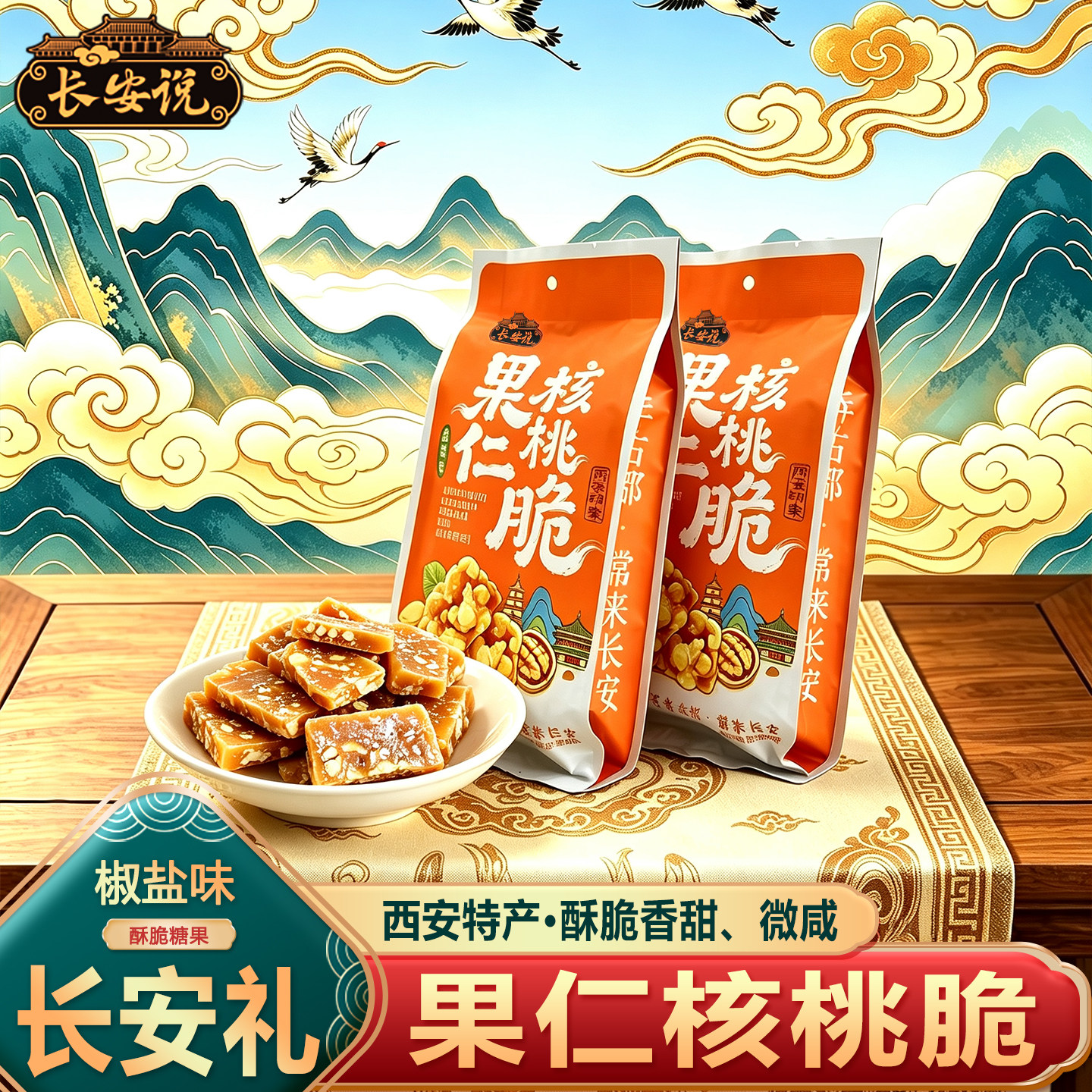 长安说 果仁核桃脆西安特产 酥脆糖果 椒盐味 陕西特产小吃伴手礼