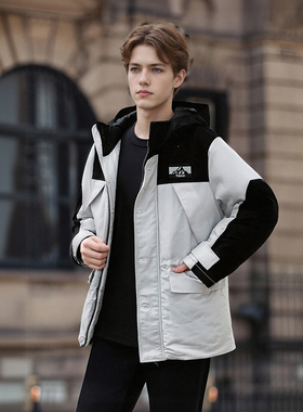 原货 客供防风 秋冬季多袋拼色户外男士连帽棉衣服外套F665