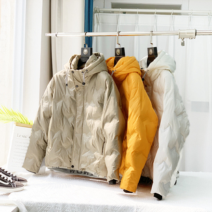 短款 时尚 加厚男女士连帽休闲羽绒服F1107 立体压胶分仓 白鸭绒