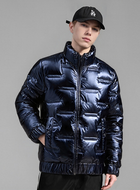 90白鸭绒 压胶分仓填充 冬季免洗防水防污加厚男士立领羽绒服F839