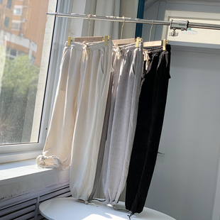 休闲裤 一万个推荐 抽绳束脚男女士时尚 春季 H1027 定织超柔雪尼尔