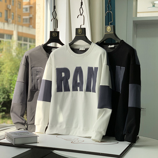 长袖 大刺绣圆领卫衣冬男士 外套A2561 撞色拼接时尚 双倍加绒加厚