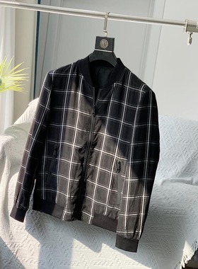 铜氨丝+人丝！鼎级好料！磨砂丝绸感！经典格纹男士夹克外套D1585