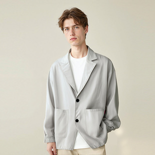 宽松阔版 休闲西装 轻薄透气夏季 男士 潮流外套D2281 时尚 四面弹力