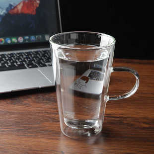 拍一发四 喜家双层加厚保温玻璃杯 防烫防冷400ML水杯分酒器Q1982