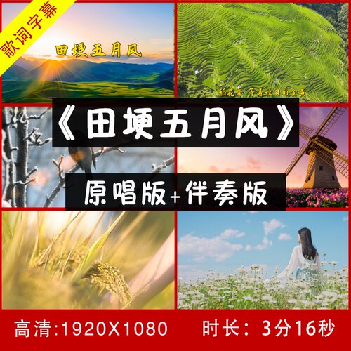 田埂五月风 伴奏视频背景素材  大屏幕视频素材