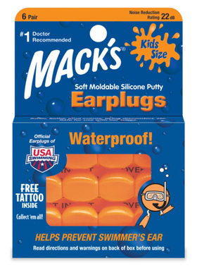 美国原装MACK'S婴幼儿宝宝儿童隔音耳塞防噪音坐飞机洗澡游泳防水
