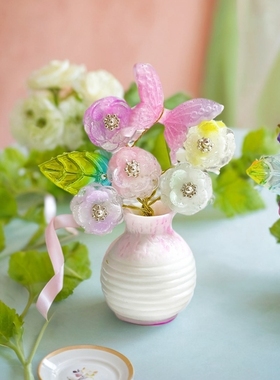 迷你袖珍小花瓶天然水晶树简约高颜值创意家居桌面摆件网3单包邮