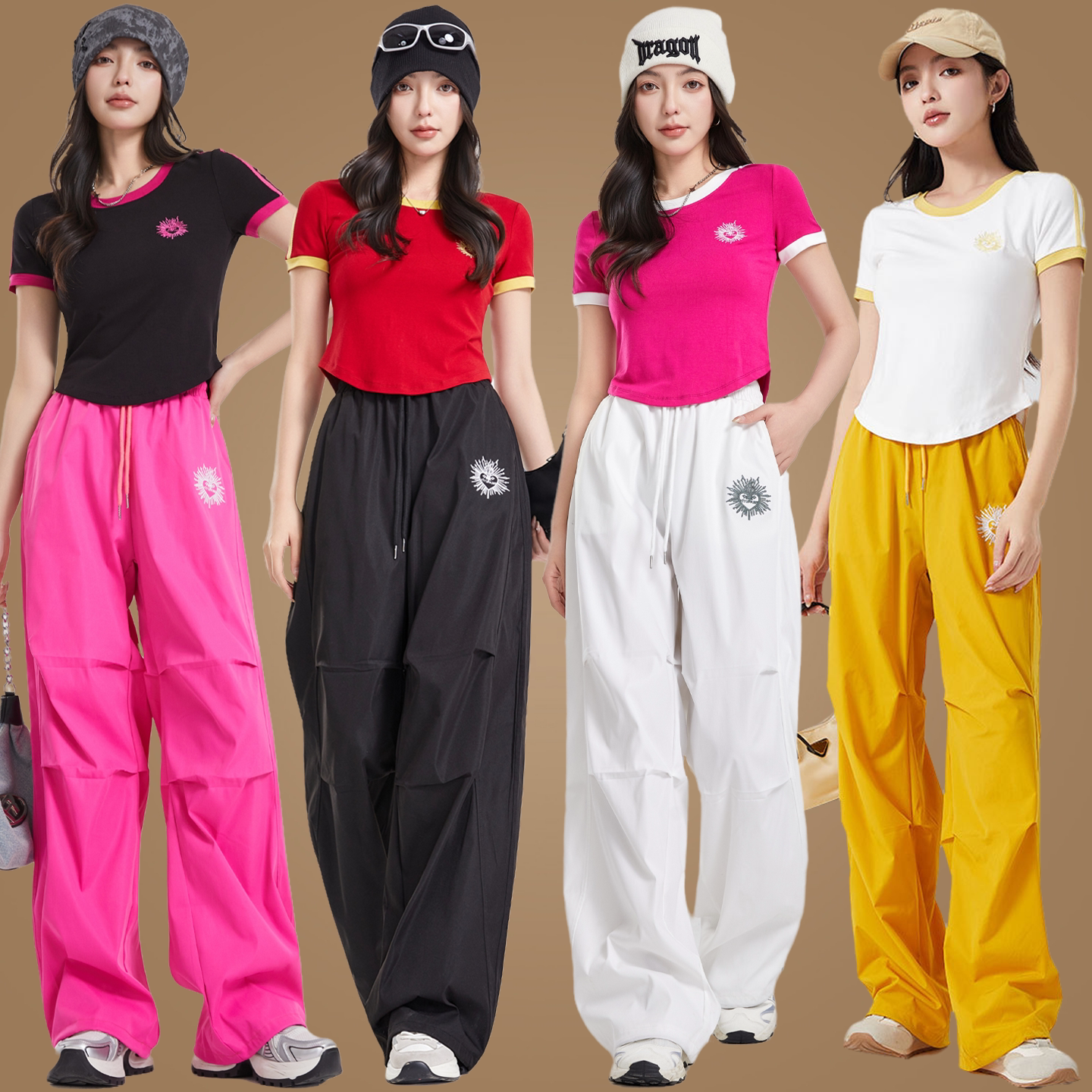 夏季新款短款跳舞T恤街舞曳步运动舞蹈服广场舞服装套装伞冰裤女