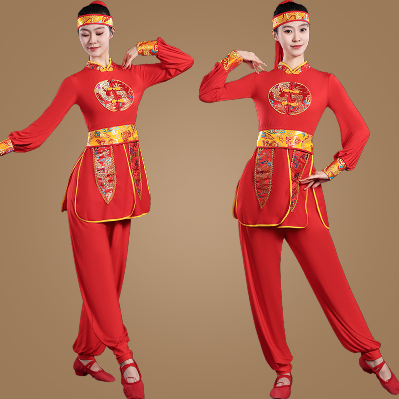 广场舞民族舞秧歌服绽放光彩喜庆