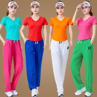 短袖 曳步舞蹈练功服运动广场舞服装 新款 春夏季 健身操跳舞衣女 套装