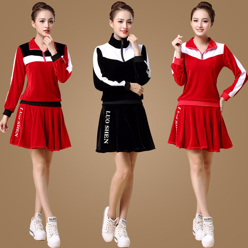 杨丽萍秋冬新款运动服广场舞服装金丝绒套装健身跳舞衣鬼步舞蹈服