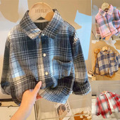 长袖 百搭童装 衬衫 男女童宝宝韩版 中大童翻领衣服潮 秋冬季 儿童时尚