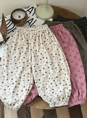 儿童新款运动裤灯芯绒休闲裤童裤卫裤秋季男女童宽松韩版哈伦裤潮