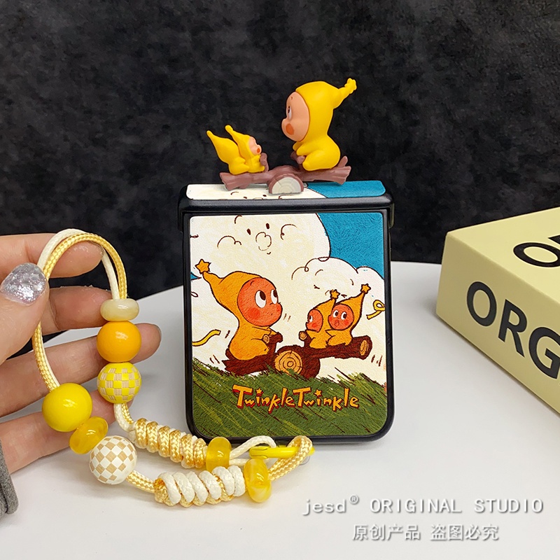 复古立体星星人适用摩托罗拉razr50手机壳razr60皮纹Moto razr50ultra保护套razr60ultra手提款网红潮壳防摔