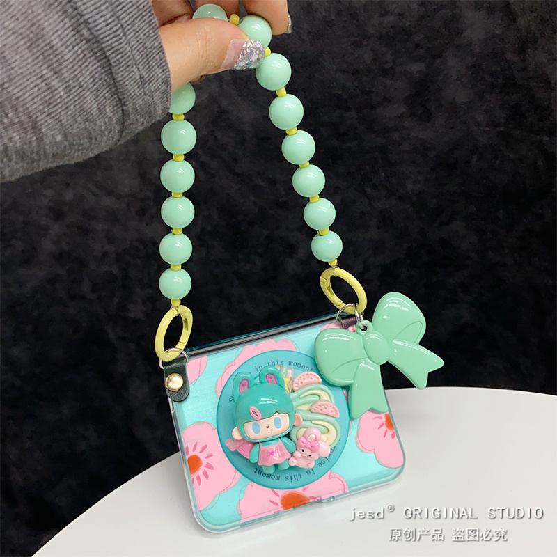 满屏粉花花兔兔女孩磁吸支架适用华为purax手机壳n3flip荣耀vflip2三星zflip765折叠屏小米mix2新款pocket2/s